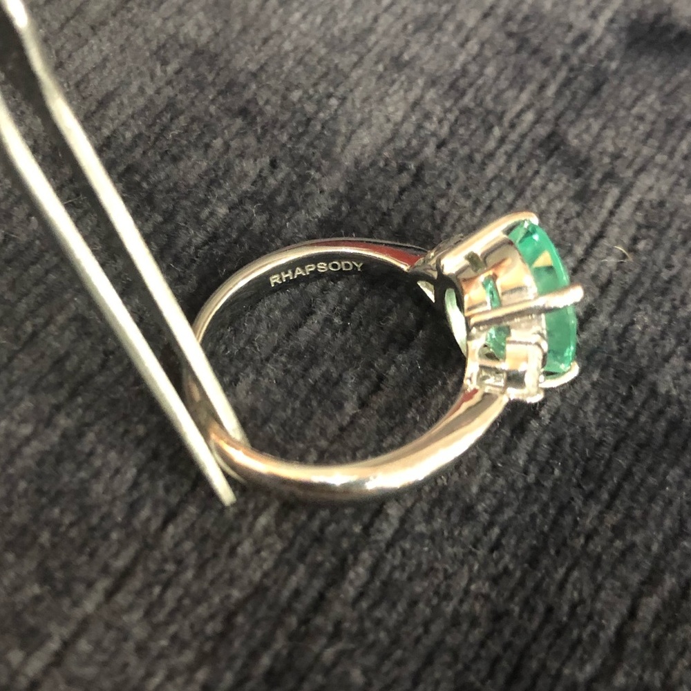 3.99 ct.  PARAIBA TOURMALINE colorless Half moon cut DIAMONDS 950 PLATINUM ring - Picture 14 of 17